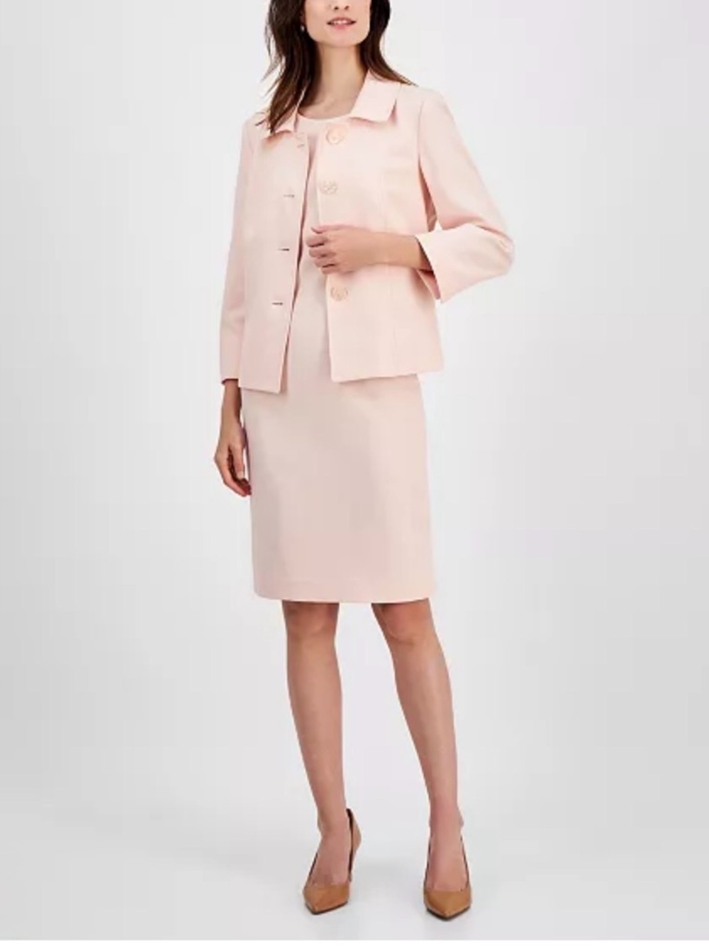 Le Suit Women's Seamed‎ Dress Suit Set, Light Blossom Color, US Size 4P NWT